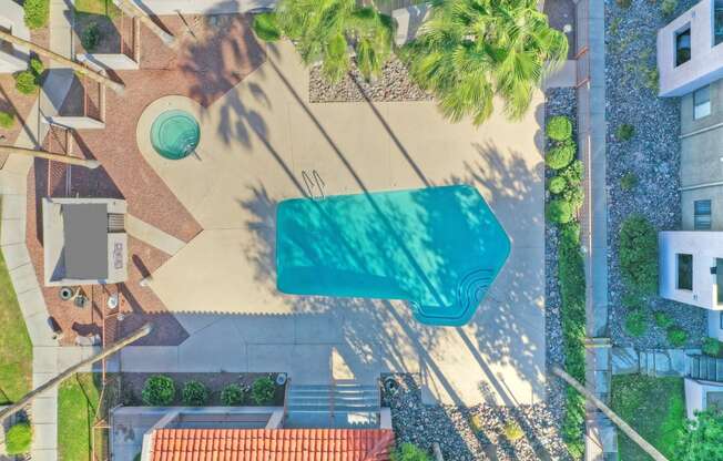 Aerial pool at Ten50 Apartments in Tucson AZ November 2020