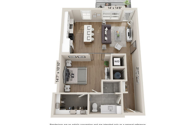1 bed, 1 bath, 735 sqft, $1,751