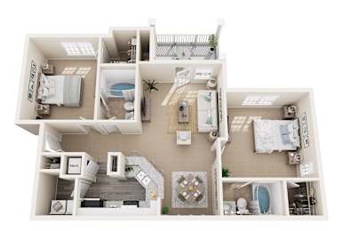 2 beds, 2 baths, 1,225 sqft, $1,639