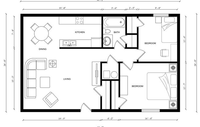 2 beds, 1 bath, 890 sqft, $975, Unit B9