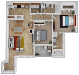 2 beds, 2 baths, 957 sqft, $1,594