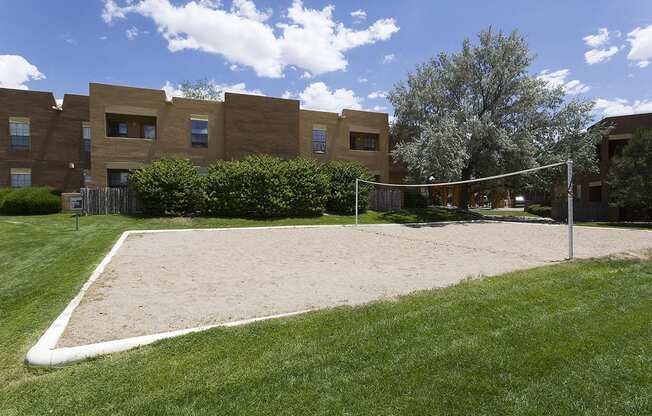 Sand volleyball court at apartments on Airport Road