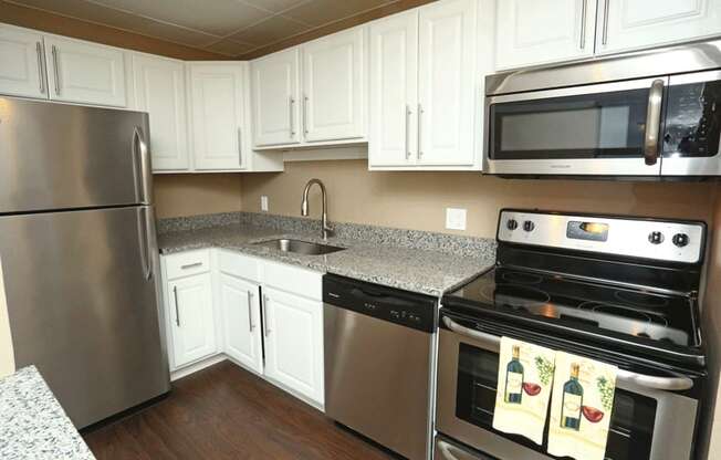 kitchen appliances, granite countertop