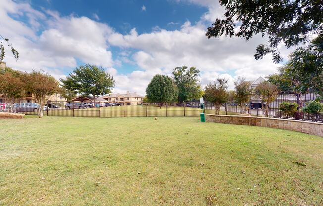 spacious outdoor dog park at The Canyons Apartments, Fort Worth, Texas