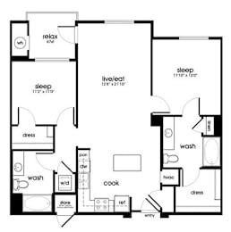 2 beds, 2 baths, 1,133 sqft, $3,800