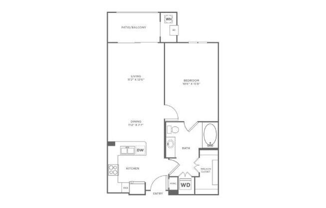 1 bed, 1 bath, 709 sqft, $1,736