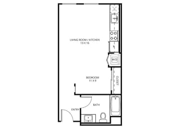 Studio, 1 bath, 484 sqft, $2,259