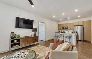 the living room and dining area at Apex apartments in Colorado Springs, CO
