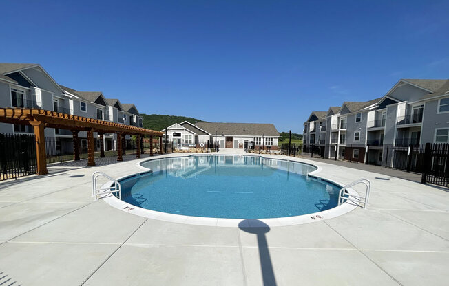 Community Pool with Pergola at Chase Creek Apartment Homes, Alabama