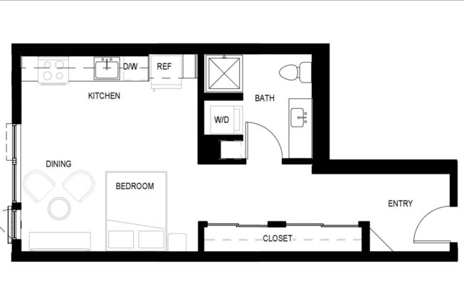 Studio, 1 bath, 520 sqft, $2,130