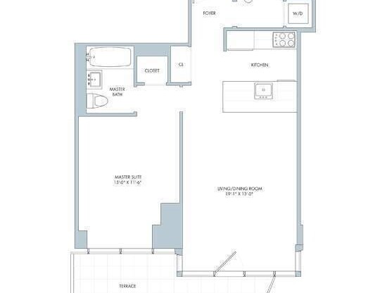 1 bed, 1.5 baths, 801 sqft, $5,600, Unit 21E