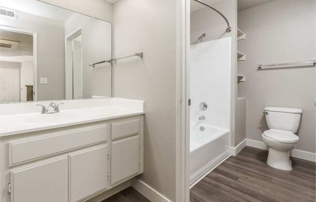 renovated bathroom with garden style tub