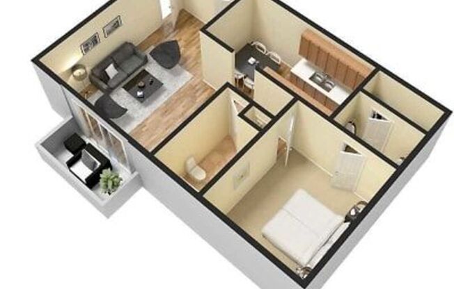 1 bed, 1 bath, 690 sqft, $869