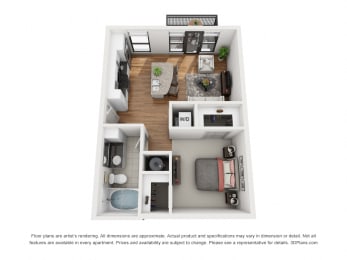 Studio, 1 bath, 588 sqft, $1,477