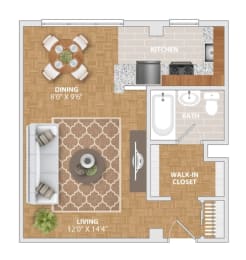 Studio, 1 bath, 385 sqft, $1,399