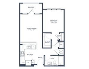 1 bed, 1 bath, 697 sqft, $1,299