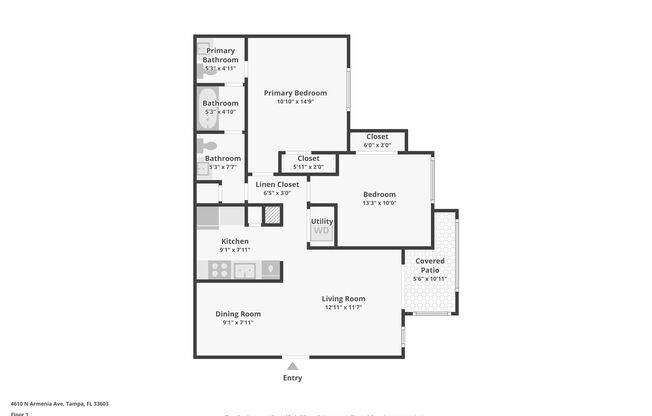 2 beds, 1.5 baths, 850 sqft, $1,490