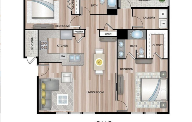 2 beds, 2 baths, 1,162 sqft, $1,525, Unit 202