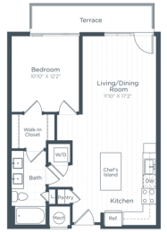 a floor plan of a bedroom apartment at Highgate at the Mile, McLean, VA 22102