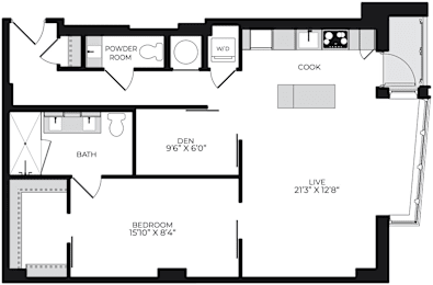 1 bed, 1.5 baths, 912 sqft, $4,128
