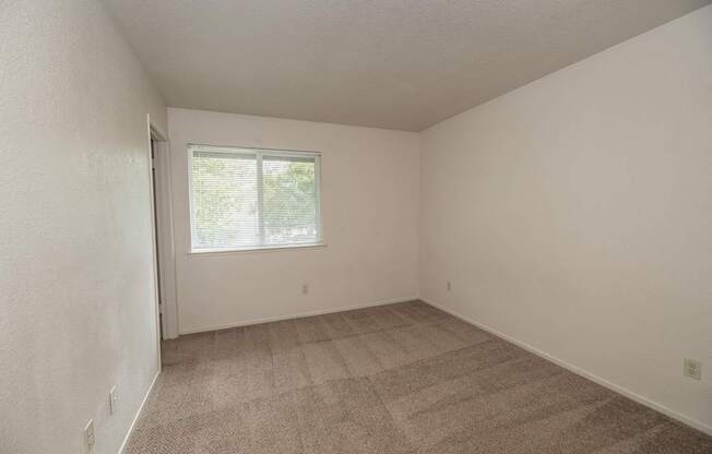 A room with a carpeted floor and a window at Pepperwood Apartments, California, 95661