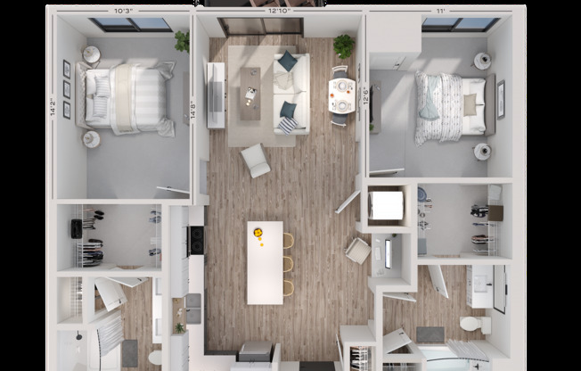 2 beds, 2 baths, 1,067 sqft, $2,685, Unit 612