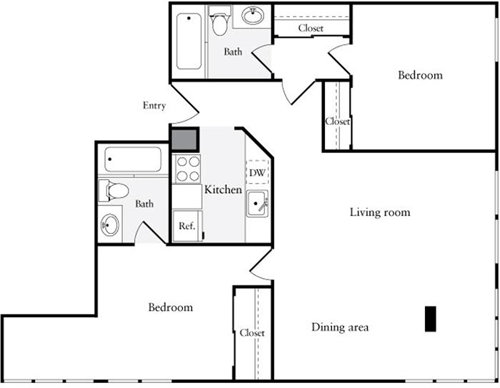2 beds, 2 baths, 1,044 sqft, $4,398, Unit 5309