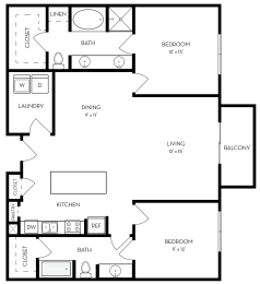 2 beds, 2 baths, 1,238 sqft, $2,042