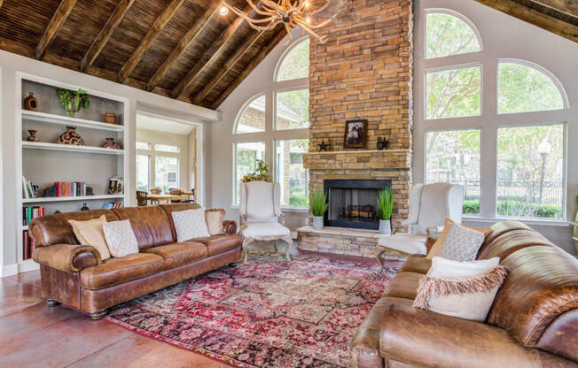 Lounge Area With Fireplace at Cornerstone Ranch, Katy, Texas