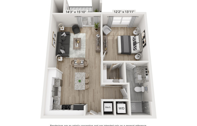 1 bed, 1 bath, 859 sqft, $1,495