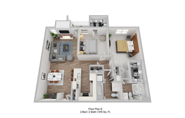 2 beds, 2 baths, 976 sqft, $1,317