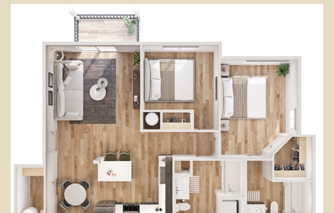 2 beds, 2 baths, 967 sqft, $2,050, Unit F-204