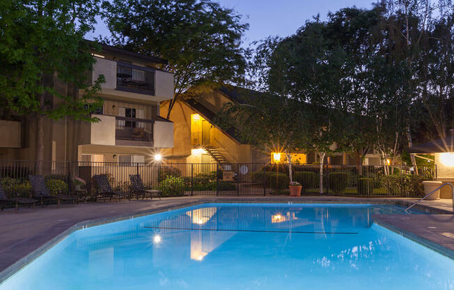 Night View Of Pool at Carrington Apartments, California, 94538
