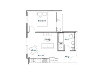 1 bed, 1 bath, 497 sqft, $2,050