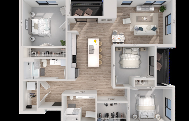 3 beds, 2 baths, 1,375 sqft, $3,650, Unit 605