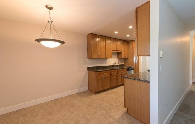 Parkside Apartments kitchen and empty living room