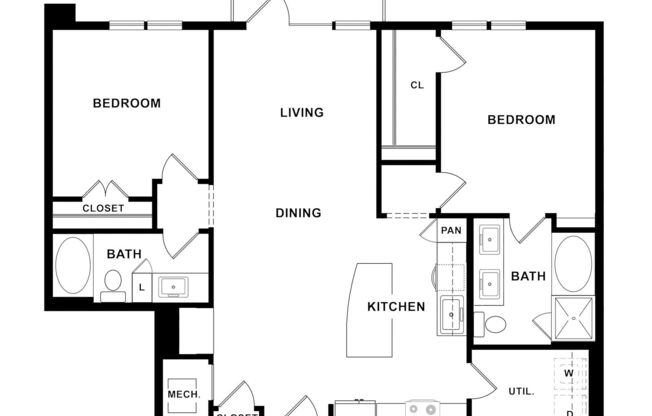 2 beds, 2 baths, 1,267 sqft, $2,170