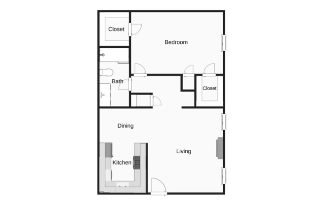 1 bed, 1 bath, 740 sqft, $745