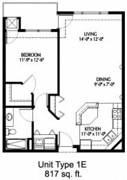 1 bed, 1 bath, 817 sqft, $1,696
