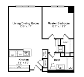 1 bed, 1 bath, 728 sqft, $2,949