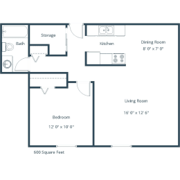 1 bed, 1 bath, 600 sqft, $1,075
