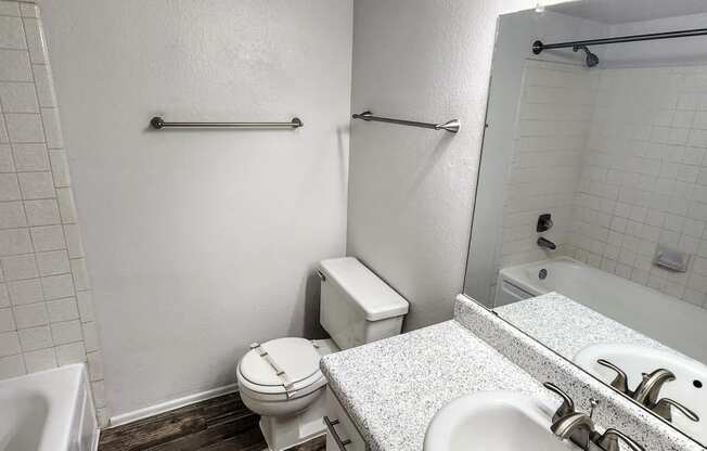 2x2 and a half Bath Bryten Upgrade Second Main Bathroom at Mission Palms Apartment Homes in Tucson AZ