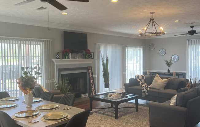 a view of the living room from the top of the stairs