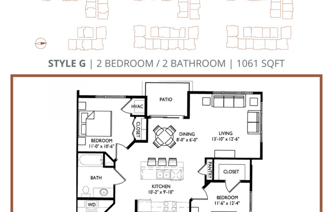 2 beds, 2 baths, 1,061 sqft, $1,310, Unit 914-214