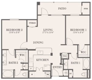2 beds, 2 baths, 1,098 sqft, $1,562