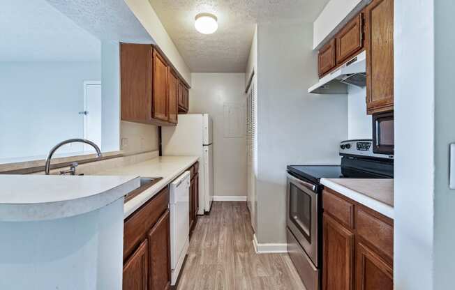 Galley Kitchen at Chimney Top Apartments
