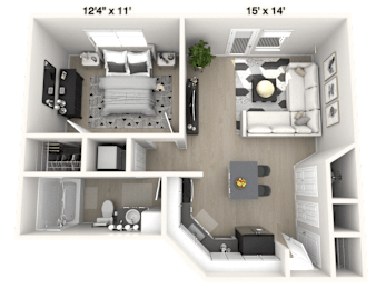 1 bed, 1 bath, 617 sqft, $1,292