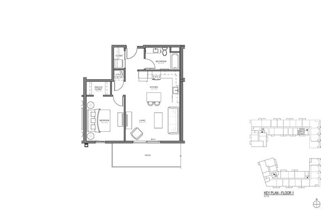 1 bed, 1 bath, 717 sqft, $1,458, Unit 118-A