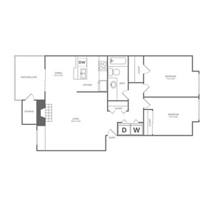 2 beds, 1 bath, 878 sqft, $1,819