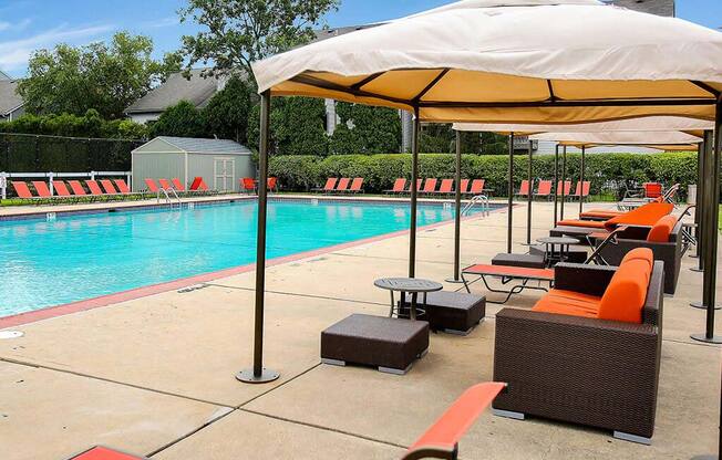 Poolside Lounge Area at The Crest at Princeton Meadows, Plainsboro, NJ, 08536